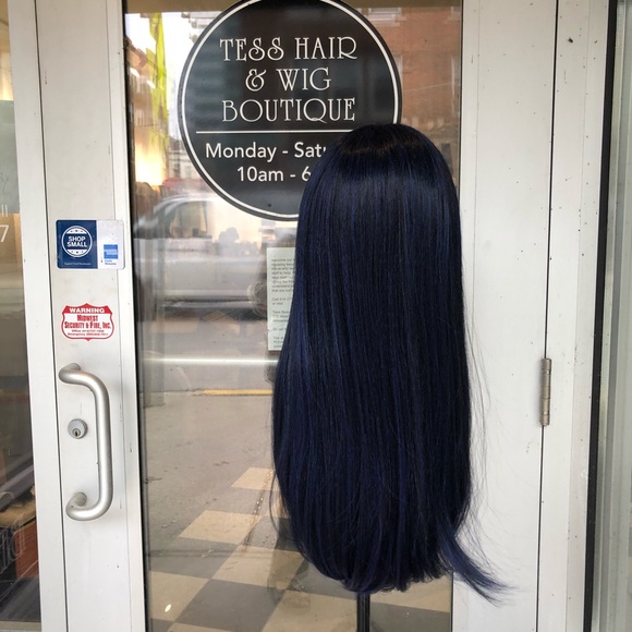 Blue Black lacefront wig swisslace silky straight - Picture 7 of 8